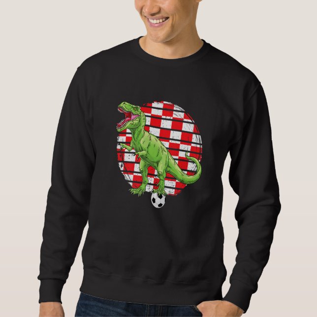 Soccer Dinosaur Trex Croatia Flag Boys Girls Toddl Sweatshirt (Vorderseite)