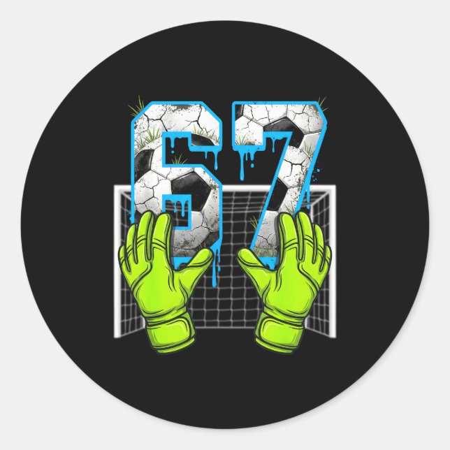 Soccer Drip 67 Six Seven Funny Gen Alpha Meme Desi Runder Aufkleber (Vorderseite)