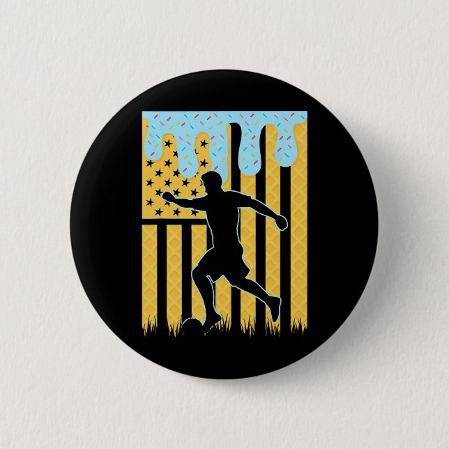 Soccer Drip Boys Dripping Ice Cream American Flag  Button (Vorderseite)