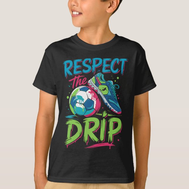 Soccer Drip Melting Ice Cream Respect The Drip Boy T-Shirt (Vorderseite)