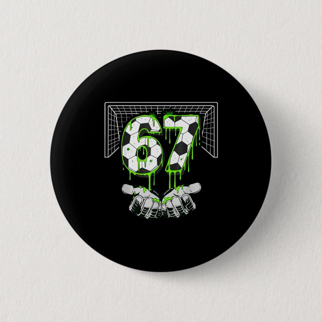 Soccer Drip Number 67 Boys Soccer Player 67 Footba Button (Vorderseite)