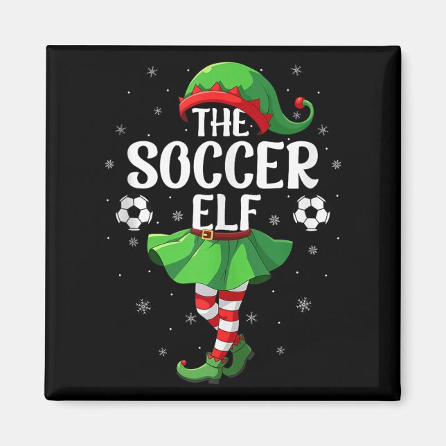 Soccer Elf Christmas Girls Women Elf Squad Xmas Fa Magnet (Vorne)