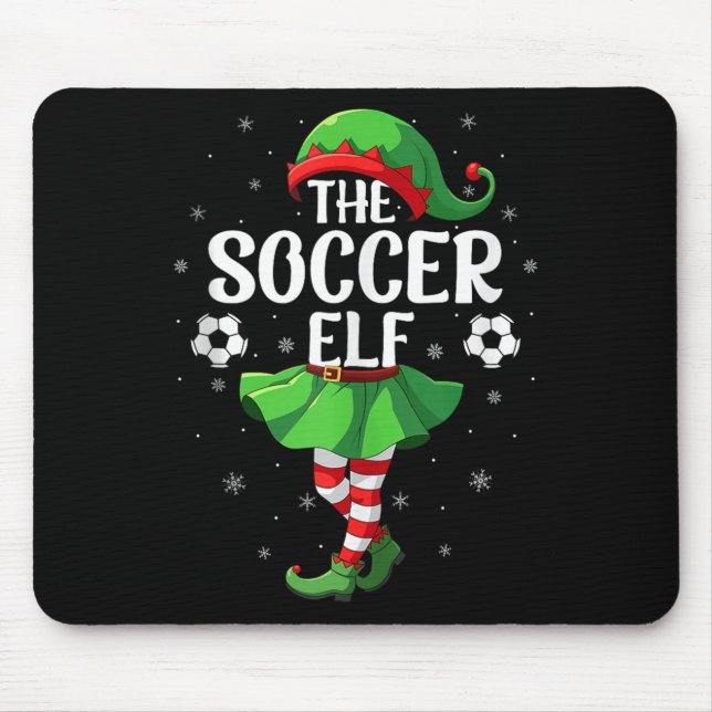 Soccer Elf Christmas Girls Women Elf Squad Xmas Fa Mousepad (Vorne)