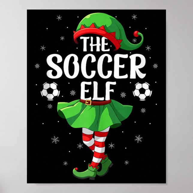 Soccer Elf Christmas Girls Women Elf Squad Xmas Fa Poster (Vorne)