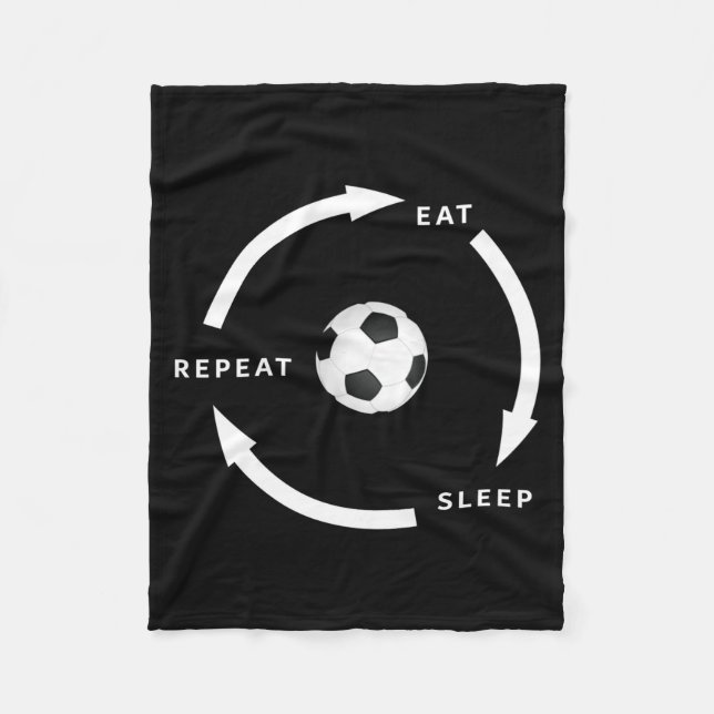 Soccer Football Eat Sleep Repeat Sports Fan Saying Fleecedecke (Vorderseite)