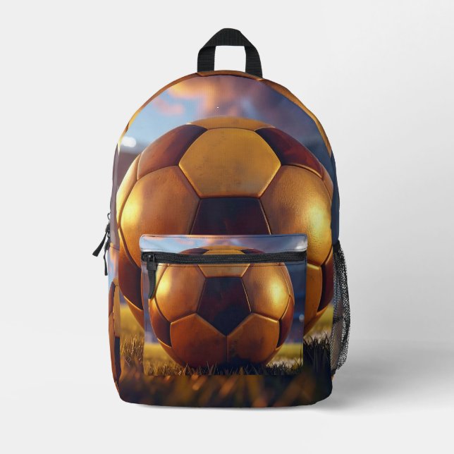 Soccer Football - Golden Ball Bedruckter Rucksack (Vorderseite)
