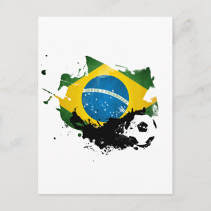soccer / Football over brazil flag painting Postkarte