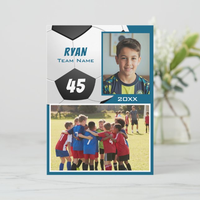 Soccer Football Player 2 Photo Memory Mate (Stehend Vorderseite)