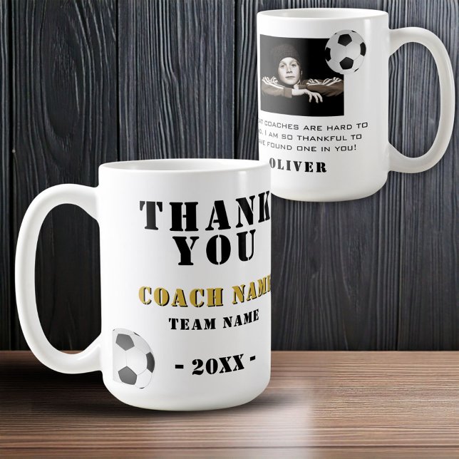 Soccer Football Sports Photo Thank you Coach  Kaffeetasse (Von Creator hochgeladen)