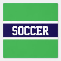 SOCCER Fun Bright Green Navy Blue White Stripes