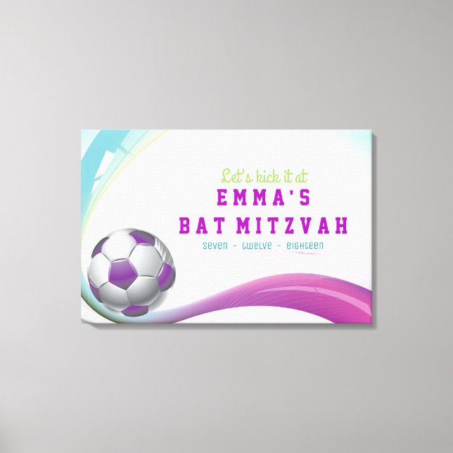 SOCCER GIRL Bat Mitzvah Sign-In Board Leinwanddruck (Vorderseite)
