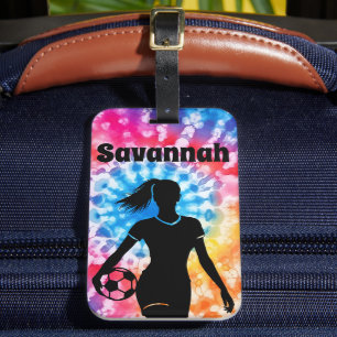 Soccer Girl Personalisiert Krawatte Dye Rainbow Aq Gepäckanhänger