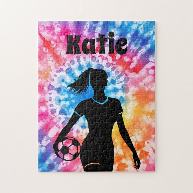 Soccer Girl Personalisiert Krawatte Dye Rainbow Aq Puzzle (Vertikal)