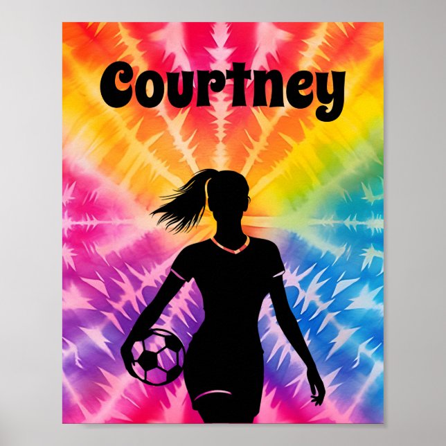 Soccer Girl Personalisiert Krawatte Dye Rainbow Bu Poster (Vorne)