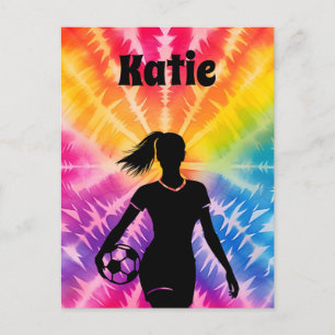 Soccer Girl Personalisiert Krawatte Dye Rainbow Bu Postkarte