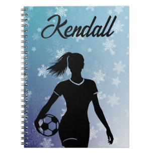 Soccer Girl Personalisiert Winter Ombre Snowflake Notizblock