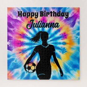 Soccer Girl Personalisierte Krawatte Dye Rainbow B Puzzle
