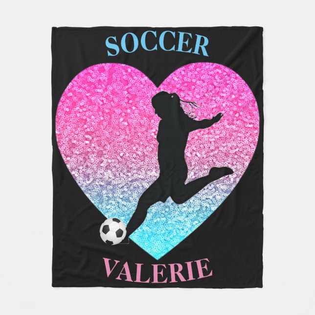 Soccer Girls Fleece Blanket mit Personalisiertem N (Vorderseite)