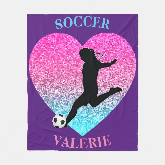 Soccer Girls Fleece Blanket mit Personalisiertem N (Vorderseite)