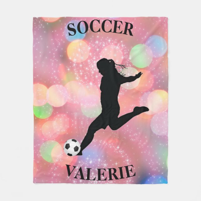 Soccer Girls Fleece Blanket mit Personalisiertem N (Vorderseite)