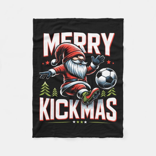 Soccer Gnome Merry Kickmas Fleecedecke (Vorderseite)