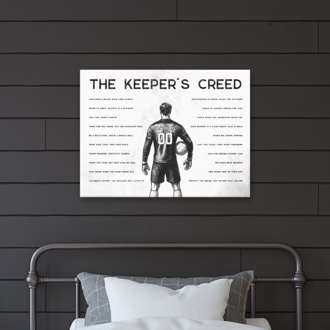Soccer Goalkeeper Creed Monogram White Leinwanddruck (Von Creator hochgeladen)