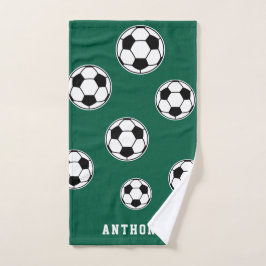 Soccer Green Personalised Kids Back to School Handtuch