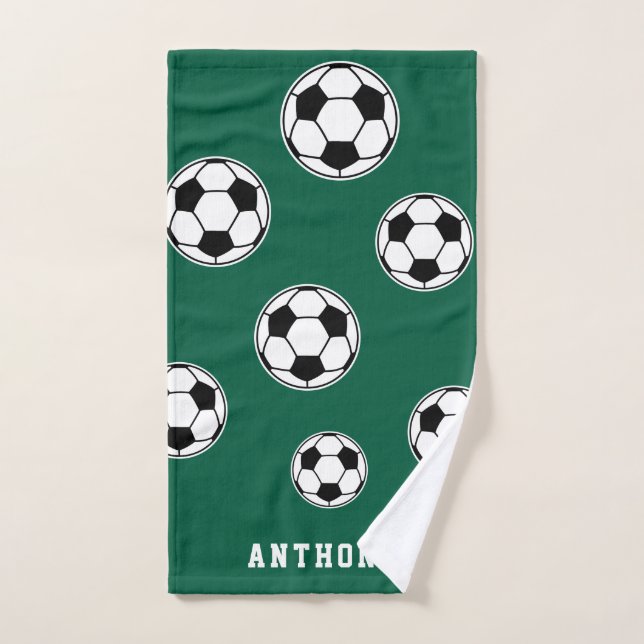 Soccer Green Personalised Kids Back to School Handtuch (Handtuch)