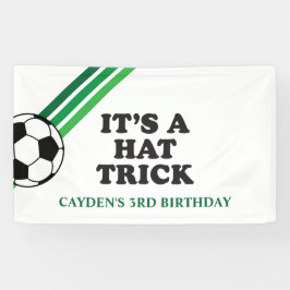 Soccer Green Stripes Hat Trick 3. Geburtstag Banner