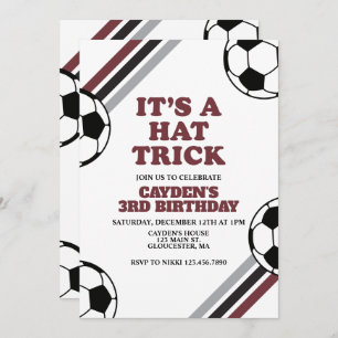 Soccer Hat Trick 3. Geburtstag Einladung