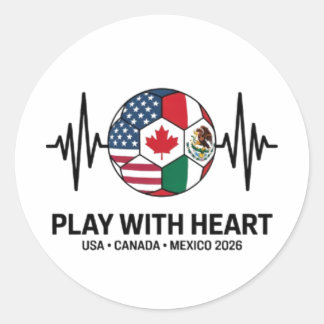 Soccer Heartbeat USA Canada Mexico 2026 Runder Aufkleber