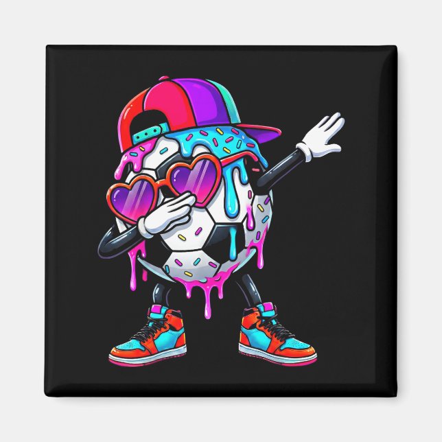 Soccer Ice Cream Drip Dabbing Sprinkles Srts Boys  Magnet (Vorne)