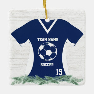 Soccer Jersey Blau und Weiß Shirt mit Foto Keramikornament