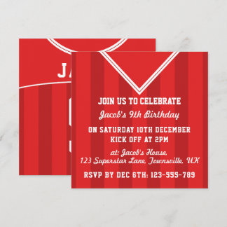 Soccer Jersey Themed Party Invites, Football, Red Einladung