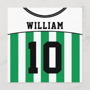 Soccer Jersey Themed Party Invites Template, Green Einladung