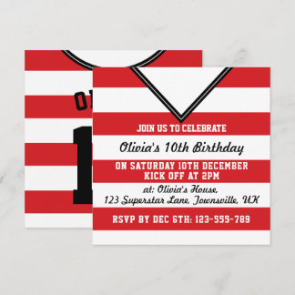 Soccer Jersey Themed Party Invites Template, Red Einladung