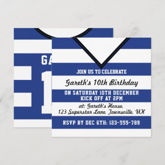 Soccer Jersey Themed Party lädt Template ein, blau Einladung