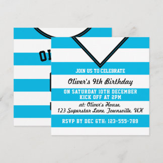 Soccer Jersey Themed Party lädt Template ein, blau Einladung