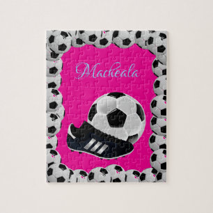 Soccer Jigsaw Puzzle Hot Pink