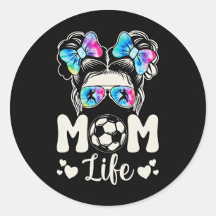 Soccer Karate Mama Life Messy Bun Leopard Mütter D Runder Aufkleber