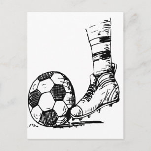 SOCCER KICKER SCHWARZ UND WEISS POSTKARTE