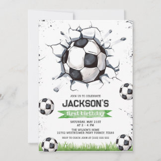 Soccer Kids Boy Birthday Party Invitation Einladung