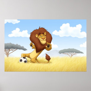 Soccer Lion Poster