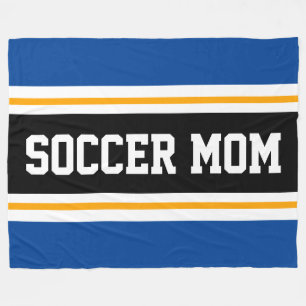 SOCCER MAMA Blau Schwarz-weiß Gelbe Streifen Fleecedecke