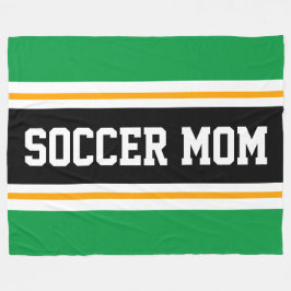 SOCCER MAMA Fun Green Black Yellow Racing Stripes Fleecedecke