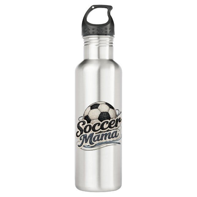 Soccer Mama Water Bottle  Game Day Sports Mom Gift Edelstahlflasche (Vorderseite)