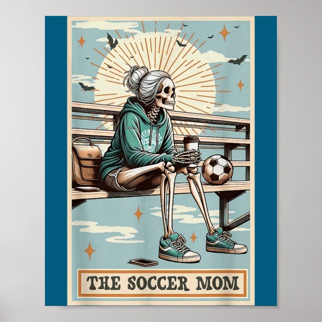 Soccer Mom Skeleton Tarot Card Vintage Halloween  Poster (Vorne)