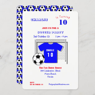 Soccer Party Blue Soccer Shirt Personalisiert Einladung