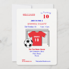 Soccer Party Red Soccer Shirt Personalisiert Einladung