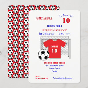 Soccer Party Red Soccer Shirt Personalisiert Einladung